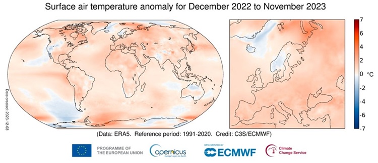 Mapa mostra as anomalias de temperatura