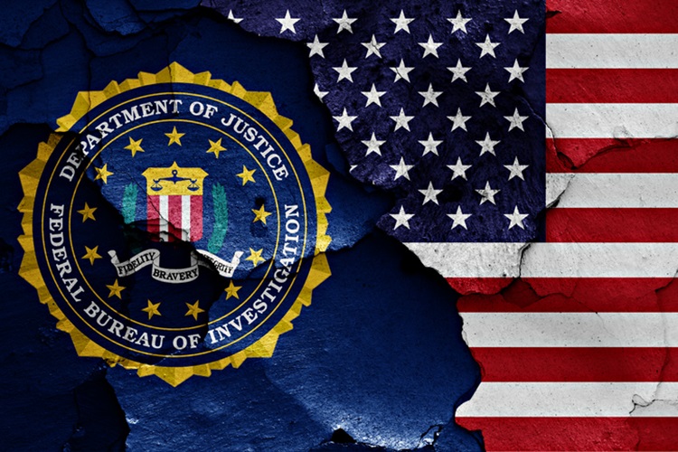 Logotipo de FBI e bandeira dos EUA