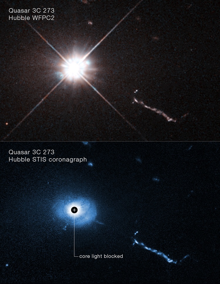 Registro do quasar 3C 273 feito pelo Hubble