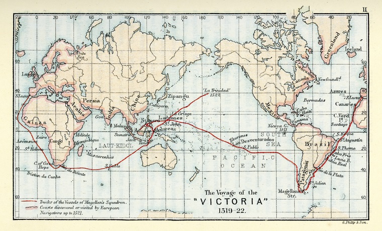 Mapa da viagem de Fernão de Magalhães